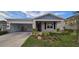 Single-story home with gray siding, landscaping, and a two-car garage at 1007 Theodore St, Davenport, FL 33837