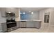 Modern kitchen with gray cabinets, stainless steel appliances, and an island at 1007 Theodore St, Davenport, FL 33837