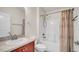Bathroom with shower/tub combo and vanity at 4070 Island Lakes Dr, Winter Haven, FL 33881