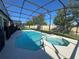Inviting screened-in pool and spa with a spacious patio area at 2621 Calistoga Ave, Kissimmee, FL 34741
