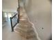 Modern staircase with dark metal railing leading to the upper level at 3295 Roseville Dr, Apopka, FL 32712