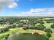 Aerial view of property showcasing a home with a private dock and lake access at 24341 Milford Dr, Eustis, FL 32736