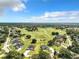 Aerial view of a golf course community with beautifully designed homes at 24341 Milford Dr, Eustis, FL 32736