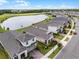 Aerial view of houses along a road near a lake, showing community at 2717 Greenlands St, St Cloud, FL 34772
