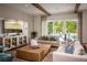 Cozy Gathering room featuring a plush sofa, large windows, and access to a pool at 2944 Scout Street, Saint Cloud, FL 34771