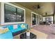 Relaxing covered patio with seating area, overlooking the pool at 1414 Thunderbird Rd, Davenport, FL 33896