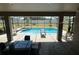 Relaxing screened pool and patio area with seating at 226 Macaulays Cv, Haines City, FL 33844
