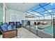 Screened-in patio with pool and comfortable seating at 3721 Pacific Ln, Davenport, FL 33897