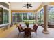 Covered patio with dining area and view of the pool at 3499 Rockcliff Pl, Longwood, FL 32779