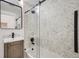 Modern bathroom with chevron tile and glass shower at 734 S Mills Ave, Orlando, FL 32801