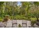 Peaceful patio with seating area, lush landscaping, and a fountain at 1391 Richmond Rd, Winter Park, FL 32789