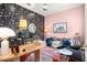 Stylish home office with unique wallpaper and ample workspace at 1391 Richmond Rd, Winter Park, FL 32789