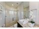Modern bathroom with walk-in shower and single sink at 2602 Sunrise Shores Dr, Kissimmee, FL 34747