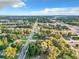 Aerial view of a residential neighborhood showcasing tree-lined streets and houses at 1628 S Grove St, Eustis, FL 32726