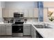 Modern kitchen featuring stainless steel appliances and white cabinets at 3052 Secret Lake Dr, Kissimmee, FL 34747