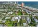 Aerial view showcasing home's location near beach and city at 424 Pelican Ave, Daytona Beach, FL 32118