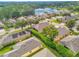 Aerial view of homes near a lake, showcasing the community's landscape at 500 Arena Dr, Davenport, FL 33837