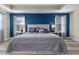 Main bedroom with blue accent wall and comfortable bed at 16328 Wind View Ln, Winter Garden, FL 34787