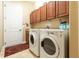 Laundry room with washer, dryer, and upper cabinets at 25822 Feather Ridge Ln, Sorrento, FL 32776