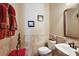 Small bathroom with beige tile and updated fixtures at 212 Crestrun Loop, Leesburg, FL 34748