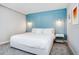 Bedroom with king-size bed and blue accent wall at 4625 Target Blvd, Kissimmee, FL 34746