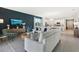 Open living room featuring a comfy seating area and a view into the kitchen at 5945 Cliffbow Loop, Leesburg, FL 34748