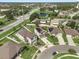 Aerial view of neighborhood with houses and a nearby road at 1909 Cayman Cove Cir, St Cloud, FL 34772