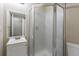 Clean bathroom with shower and vanity at 112 S Moss St, Leesburg, FL 34748