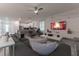 Open concept living room with modern furniture and fireplace TV at 2816 Simile St, Kissimmee, FL 34746