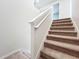Carpeted staircase with white railings leading upstairs at 10411 Park Estate Avenue, Orlando, FL 32836