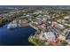 Aerial view of a waterfront community with shops and restaurants at 1091 Indigo Dr # 201, Celebration, FL 34747