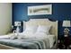 Bedroom with a king-size bed and blue accent wall at 4535 Narrative Ln, Kissimmee, FL 34746