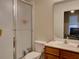 Clean bathroom with a shower/tub combo and wood vanity at 535 Crimson Ln, Winter Springs, FL 32708