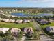 Aerial view of a residential community with a lake at 3623 Weatherfield Dr, Kissimmee, FL 34746