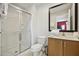 Bathroom with shower, toilet and vanity with double sinks at 3004 Bird Of Paradise Ln, Kissimmee, FL 34747