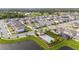 Aerial view of a community with houses, a pool, and a lake at 5653 Oak Knoll Dr, St Cloud, FL 34771