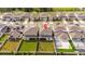Aerial view of a house in a residential neighborhood with a community pool nearby at 5653 Oak Knoll Dr, St Cloud, FL 34771