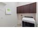 Laundry room with washer, dryer, and ample cabinet storage at 22011 Belgian Ct, Mount Dora, FL 32757