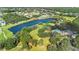 Aerial view of community with lake and pool at 22011 Belgian Ct, Mount Dora, FL 32757