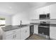 Modern kitchen with stainless steel appliances and granite countertops at 450 Lake Shore Pkwy, Davenport, FL 33896