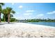 Sandy lakeshore with a dock and palm trees at 904 Park Terrace Cir, Kissimmee, FL 34746