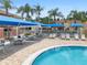 Pool area with shaded seating and tables at 1066 Park Ridge Cir, Kissimmee, FL 34746