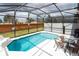 Private screened pool and patio furniture at 900 Las Fuentes Dr, Kissimmee, FL 34746