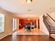 Open kitchen with island and stainless steel appliances at 8426 Morehouse Dr, Orlando, FL 32836