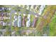 Aerial view of a neighborhood featuring a variety of homes and landscaping at 7041 Buttonbush Loop, Harmony, FL 34773