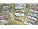 Aerial perspective of a residential area with houses and tree-lined streets at 7041 Buttonbush Loop, Harmony, FL 34773