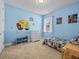 bedroom with whimsical wall decals and ample storage at 528 Bellissimo Pl, Howey In The Hills, FL 34737
