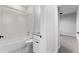 Clean bathroom with subway tile and granite vanity at 405 N Mcdonald Ave, Deland, FL 32724
