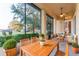 Relaxing screened porch with patio furniture and view of the backyard at 38748 Lakeview Walk, Lady Lake, FL 32159