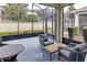 Relaxing screened porch with wicker furniture and a table at 3825 Quaint Ln # F, Clermont, FL 34711